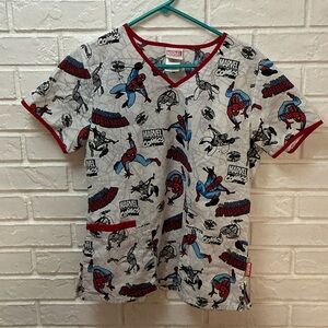 Marvel Spider-Man Scrub Top Unisex Size M Medical Nursing